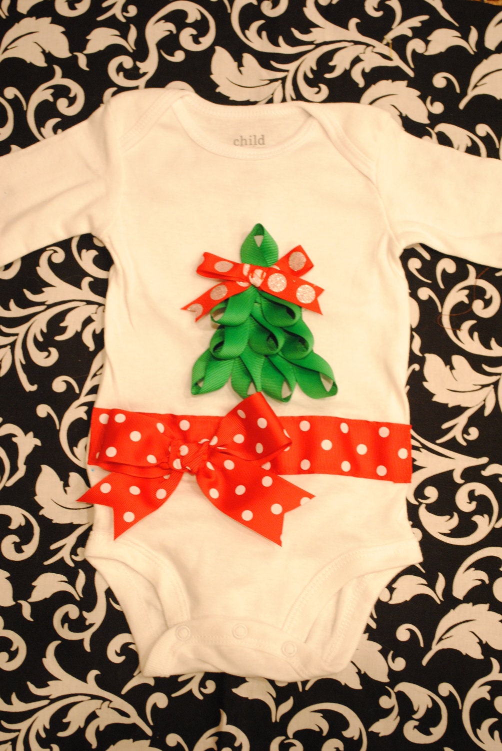 Ribbon Christmas Tree Onesie