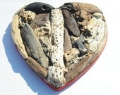 Driftwood Heart Wall Decor, Rustic Reclaimed Wood Sculpture, Coastal Cottage Wall Hanging, Beach Home Decor