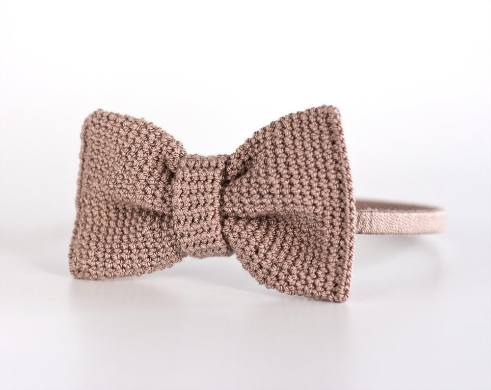Bow, Crochet Bow Headband, Hair Bow, Brown Bow, Crochet Bowband, Crochet Headband, Knit Bow, Bow Hairband, Ohtteam