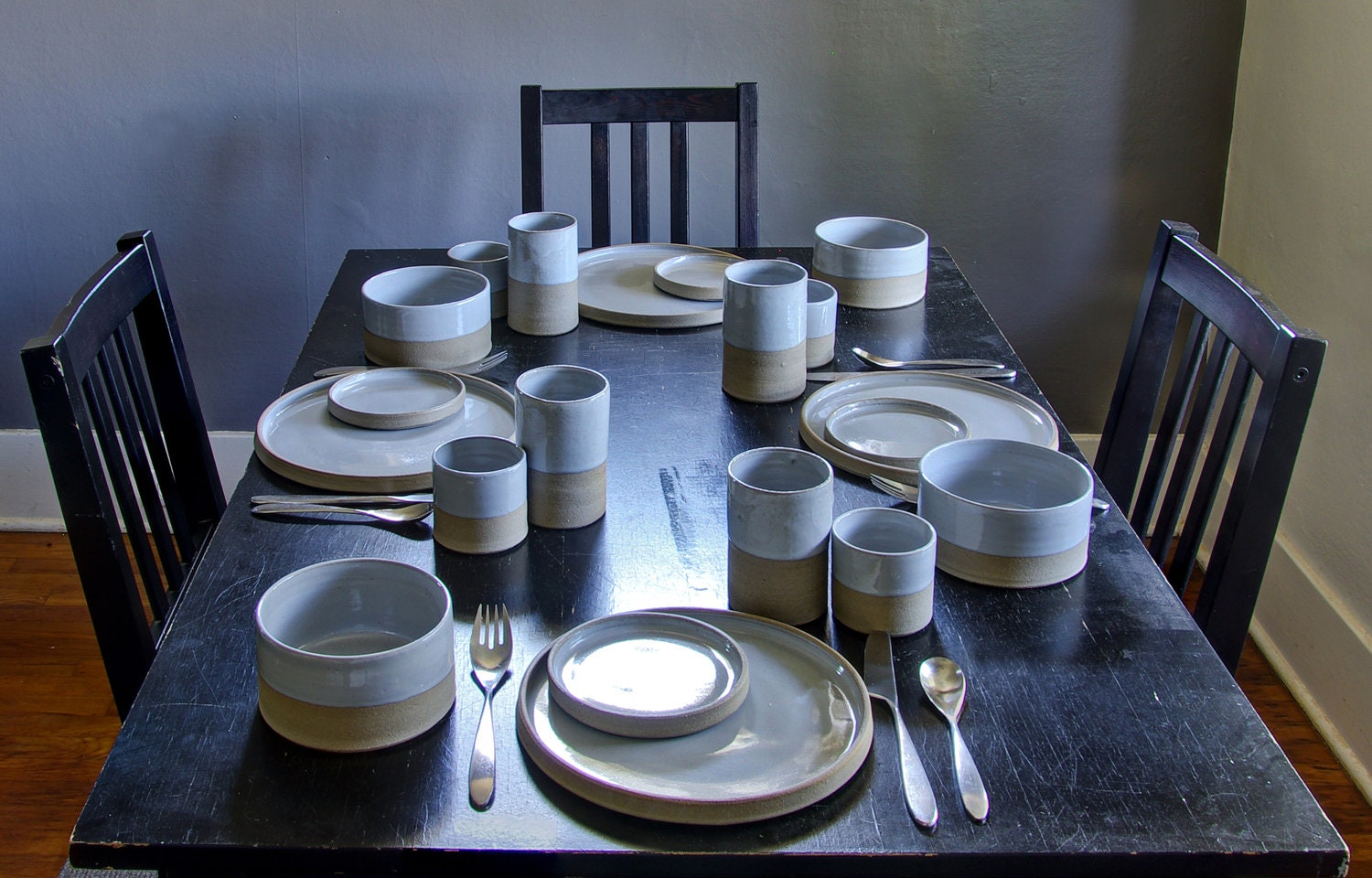 modern dinnerware dishes. dish set - handmade table setting for four - modern dishes pottery dinnerware minimal minimalist ceramic dish set