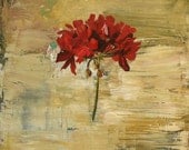 Contemporary Original Oil painting still life flower painting red geranium abstract background 18x18 wood panel art