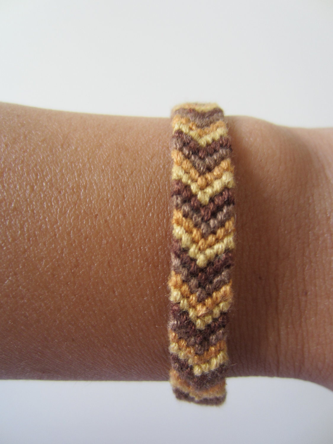 Braided Bracelet - Chevron Bracelet - Natural Brown