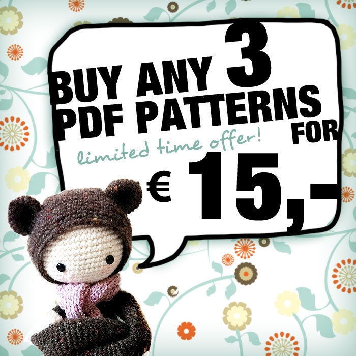 3 PATTERNS special DEAL - any 3 crochet patterns for 15,- Euro