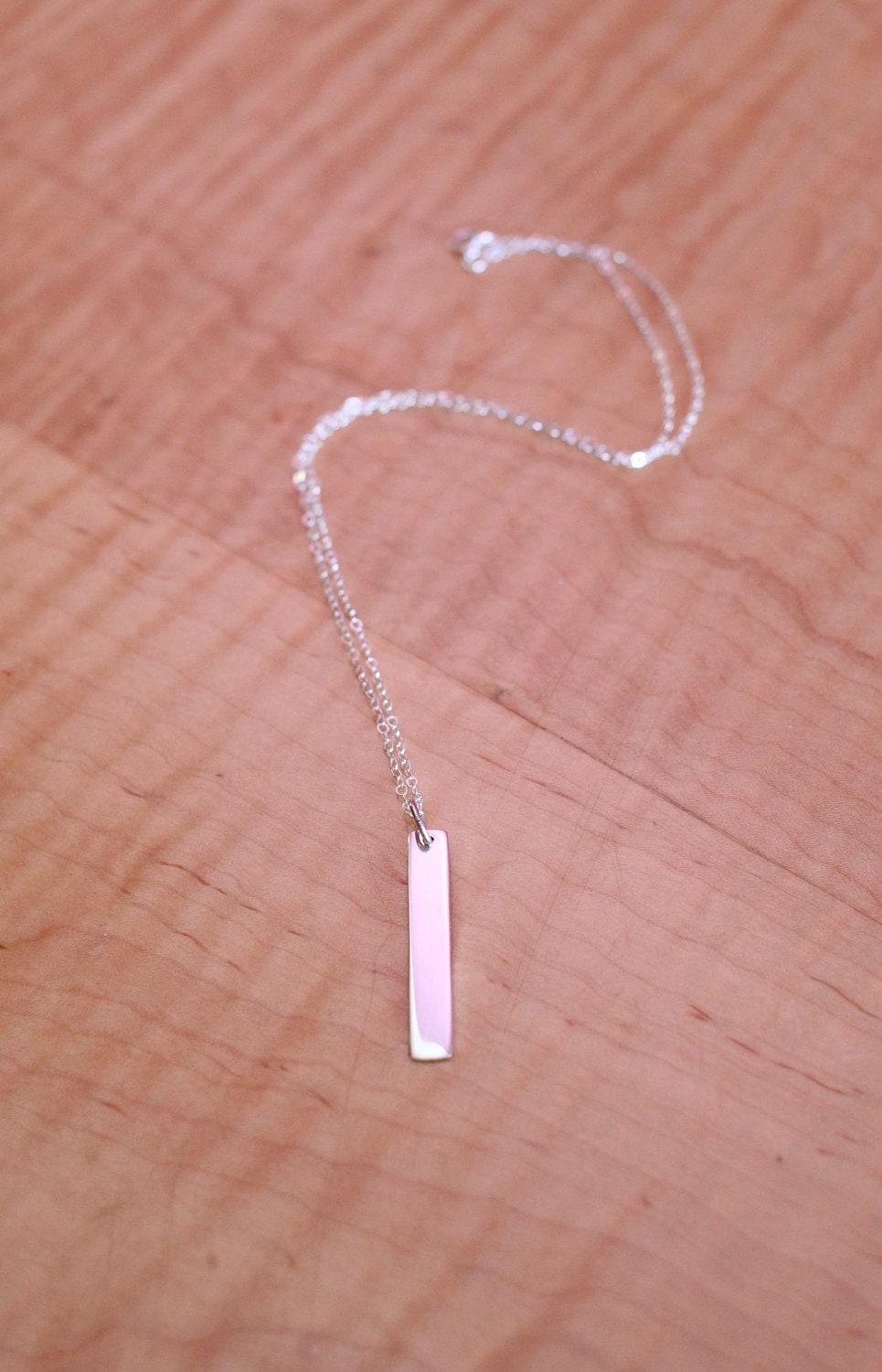Dainty Sterling Silver Bar Pendant Necklace