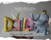 CUSTOM NAME ELEPHANT - custom kid's decor- personalized baby decor - baby elephant - children room decor - safari baby