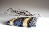 Cushion cover blue & beige - OOAK - decorative pillow- classic design with roses