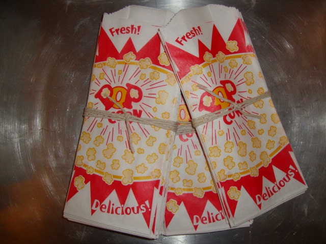 TWENTY FIVE Small POPCORN Bags (25) Paper Bags