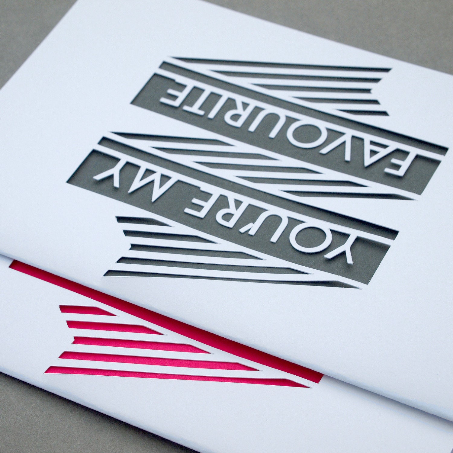 Neon Pink or Grey Papercut 'You're My Favourite' Banner Card