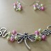 Dragonfly necklace and earrings set, beaded necklace, pearl necklace, dragonfly jewelry
