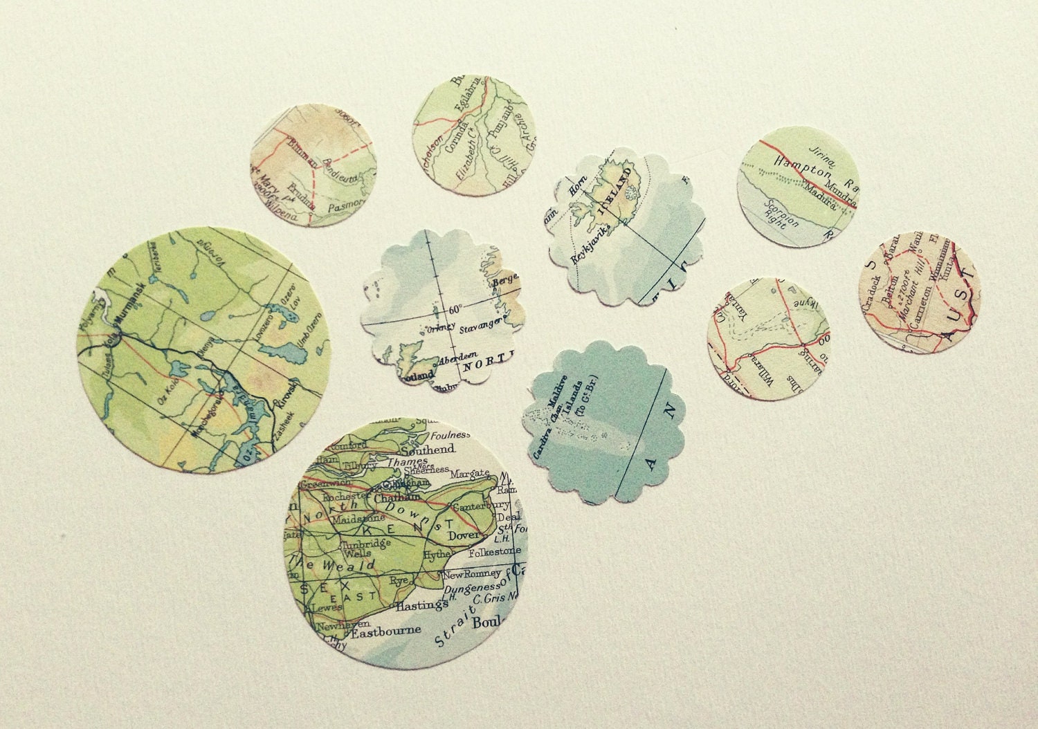 Vintage 1961 Atlas stickers - 10 Piece set 