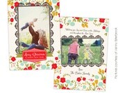 INSTANT DOWNLOAD - Christmas Card Photoshop template - Romance garden - E622