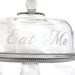 Eat Me- Cake plate with dome, Alice in Wonderland. Etched Glass cake stand, dessert tray, cake plate with lid