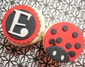 Lady Bug & Monogram Party Fondant cupcake toppers red black white ladybug themed Il_170x135