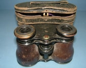 Edwardian Pair of LeMaire of Paris Opera Glasses / Binoculars with Leather Grips