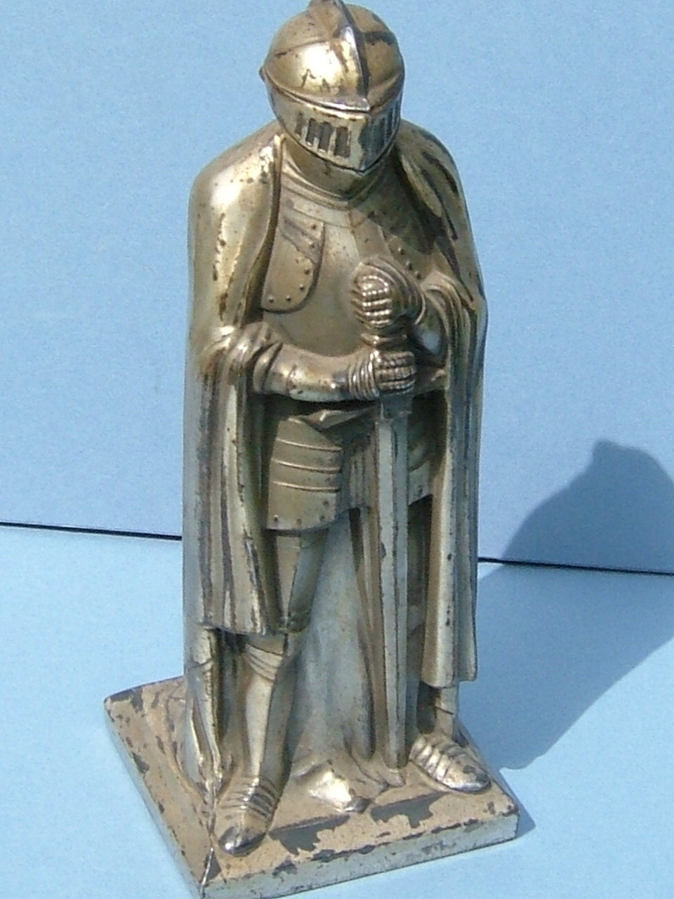 1950's Metal Table Lighter in the Shape of a Knight - 9 1/2 Inches Tall - Made in England