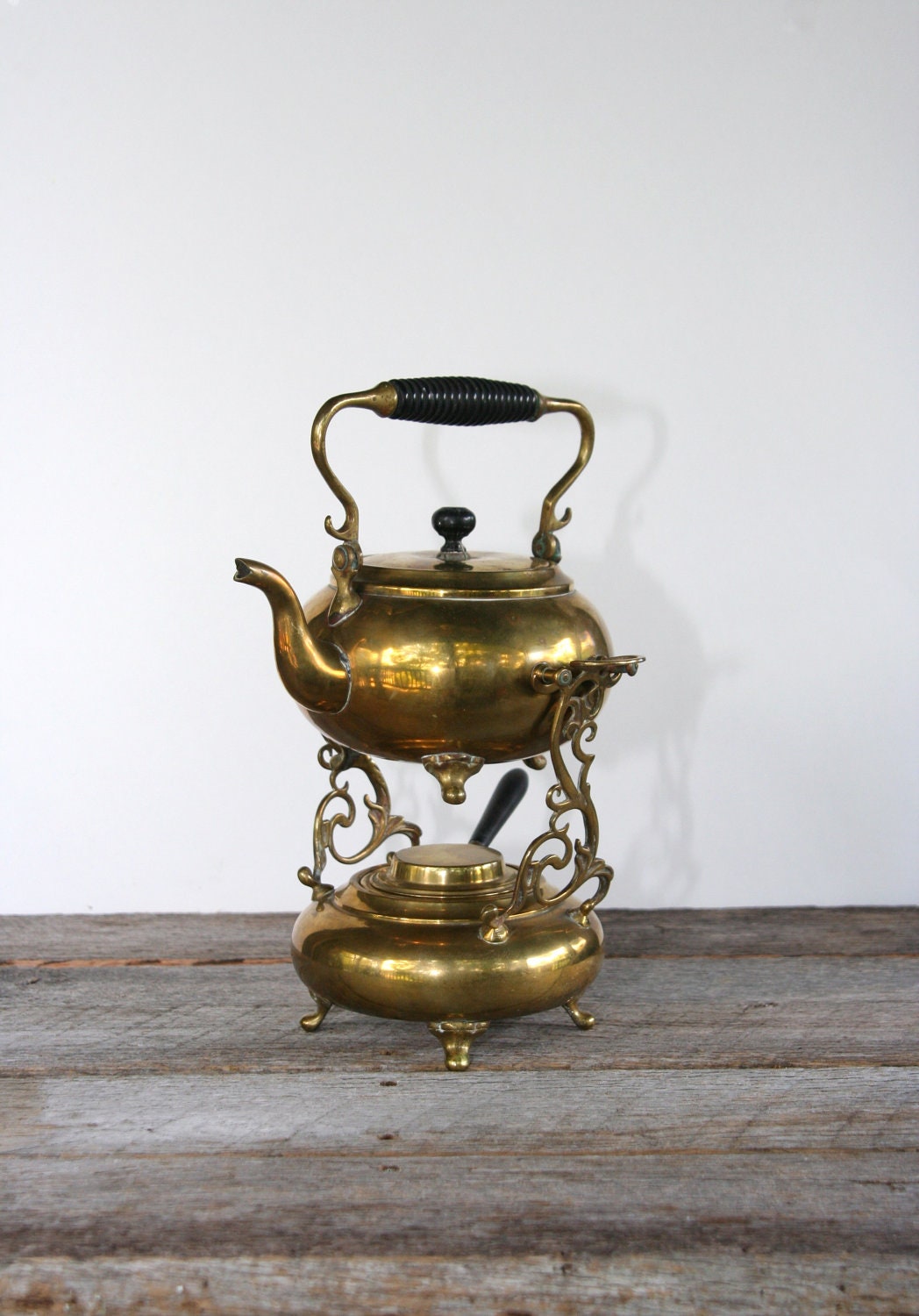 Antique Brass Tea Kettle and Warmer on by CollectorsCoffer on Etsy