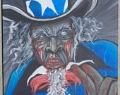 Original Zombie Uncle Sam Acrylic Painting on wood