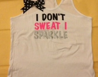 I Don't Sweat I Sparkle Racerback Tank in White Multi