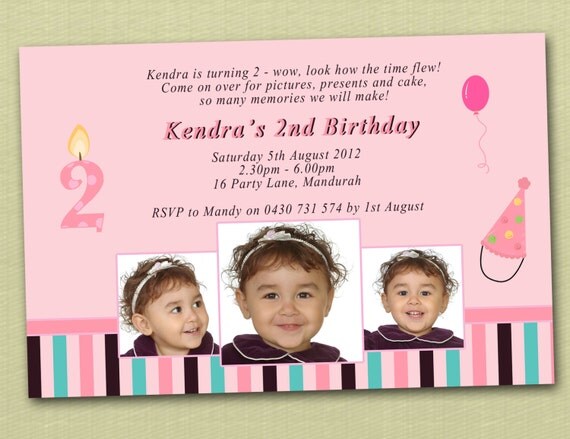 Photo Personalised Girl's Birthday Invitations - You Print Il_570xn