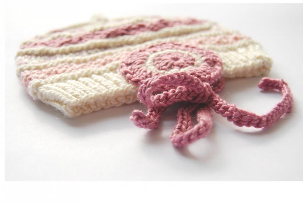 Girl Hat, Girl Beanie, Girl Bonnet - Size 12 Month - Material: 1/2 Silk & 1/2 Wool - Plantcolor Dyed