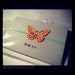Butterfly Thank You note card with envelope with satin ribbon and crystals, perfect for wedding or Holiday season.