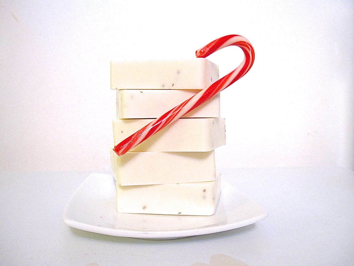 Peppermint Soap Bar with Goats Milk and Peppermint Essential Oil Red White Green