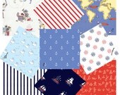 Custom 3 piece Crib Set--Bumper pad, sheet, Crib Skirt (Sarah Jane Out to Sea Ahoy There)