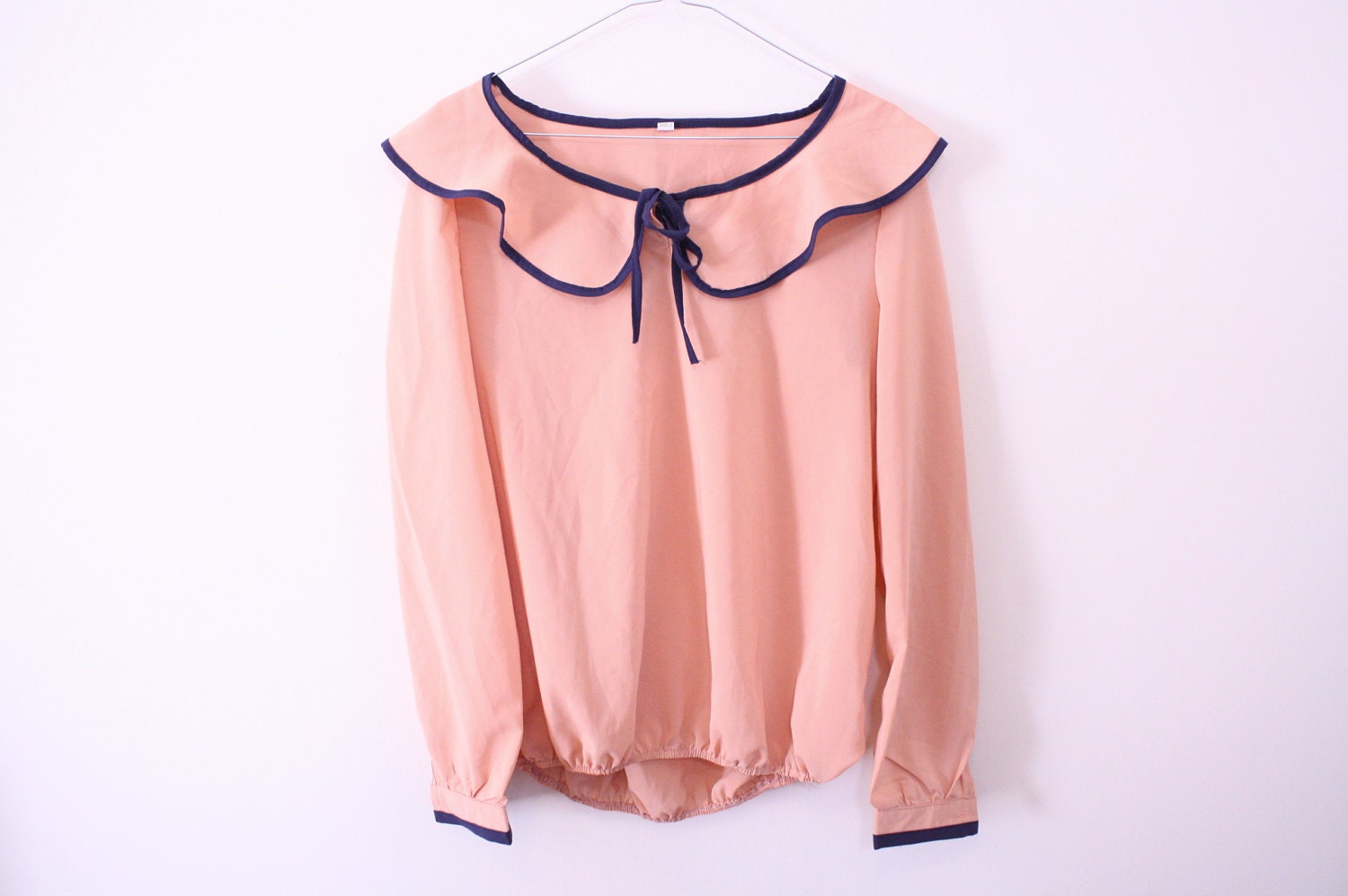 Beautiful Huge Collar Pastel Apricot Blouse