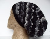Dread Hat - Dreadlock Tam - Wool Winter Wear - Black Tie Dye - Hair Accessory - Knit Slouchy Hat - Lopi