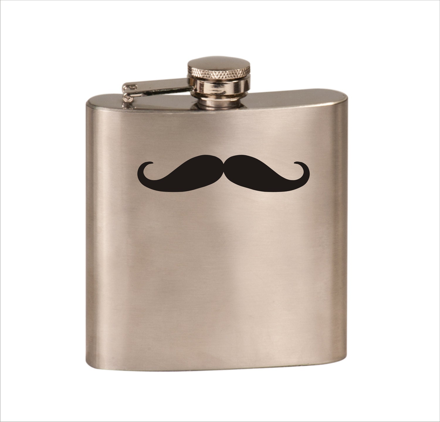 Groomsman & Bridesmaid - Wedding Party - Custom Flask - "Moustache"
