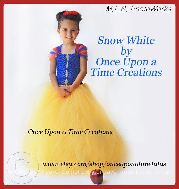 Infant Size - Snow White Inspired Princess Tutu Dress - Birthday Outfit, Halloween Costume - Newborn Baby 3 6 9 12 Months - Disney Inspired