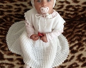 Christening dress -  "Eliska"- 100% soft cotton with pearl luster - MADE TO ORDER