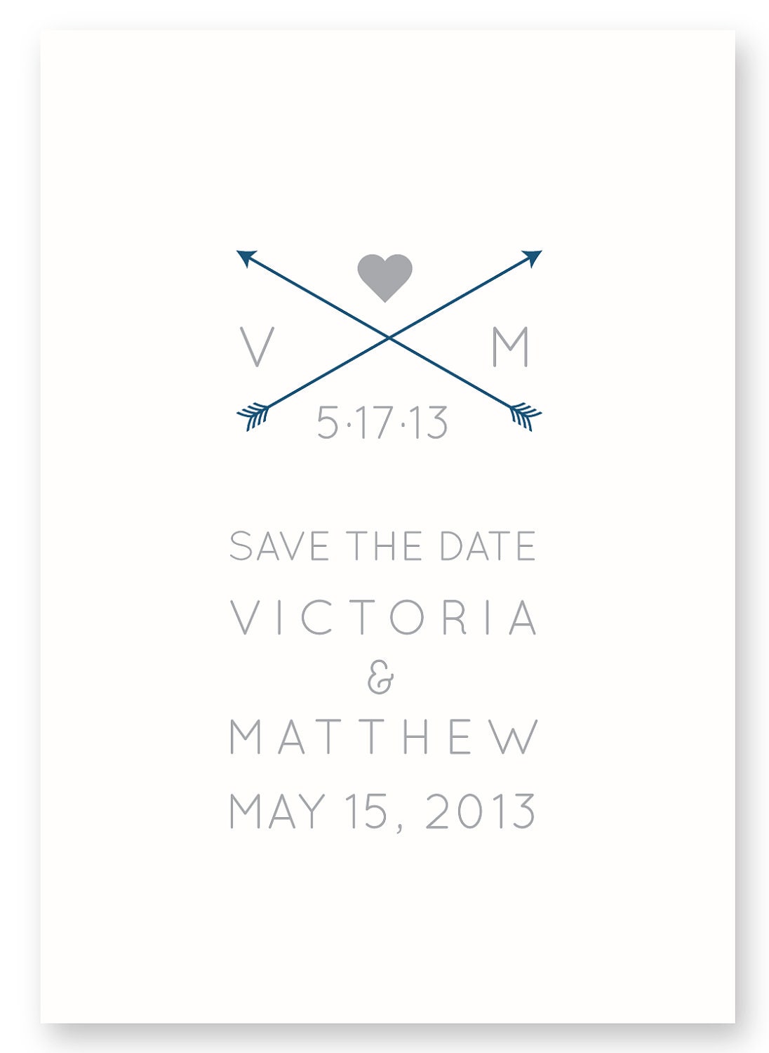 Printable Simple Save the Date - Arrows & Heart