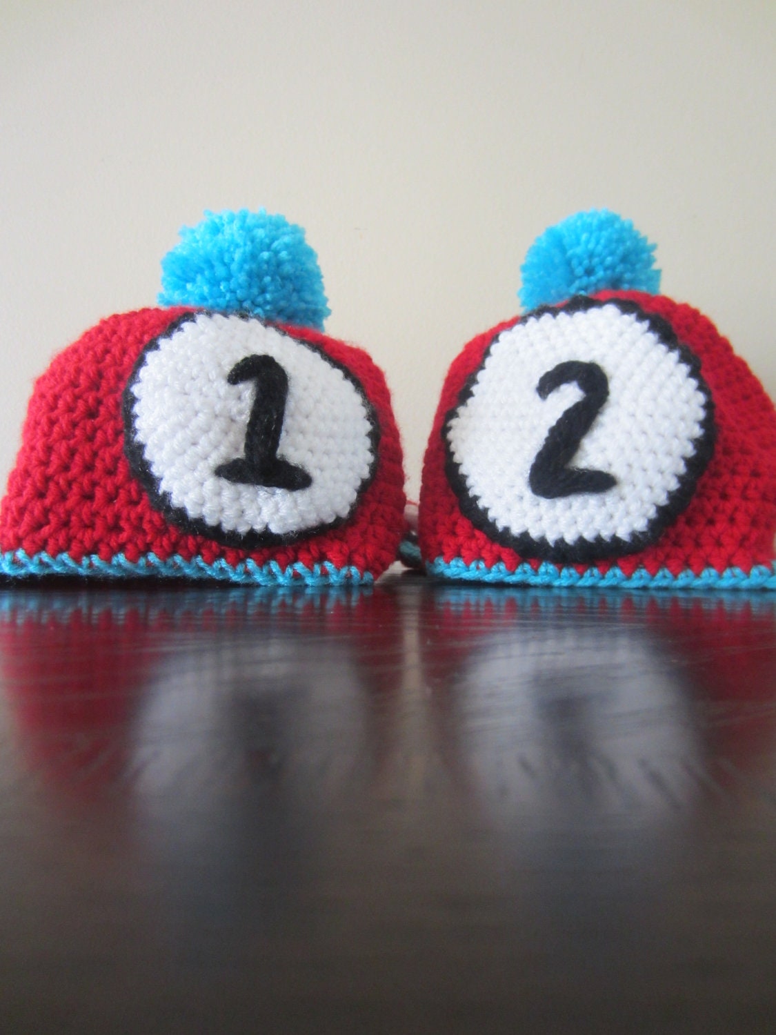 Crochet Ear Flap Hat Thing 1 & Thing 2 Newborn Toddler Child Teen Adult Sizes Made to Order
