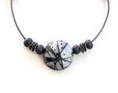 Galaxy Statement Necklace In Titanium Silver, Slate Gray Adjustable necklace, Designers Jewelry By JagnaB