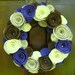 Fall Wreath - Felt Flower Wreath in Walnut Brown, Antique White, Sandstone and Orchid - 12 inch