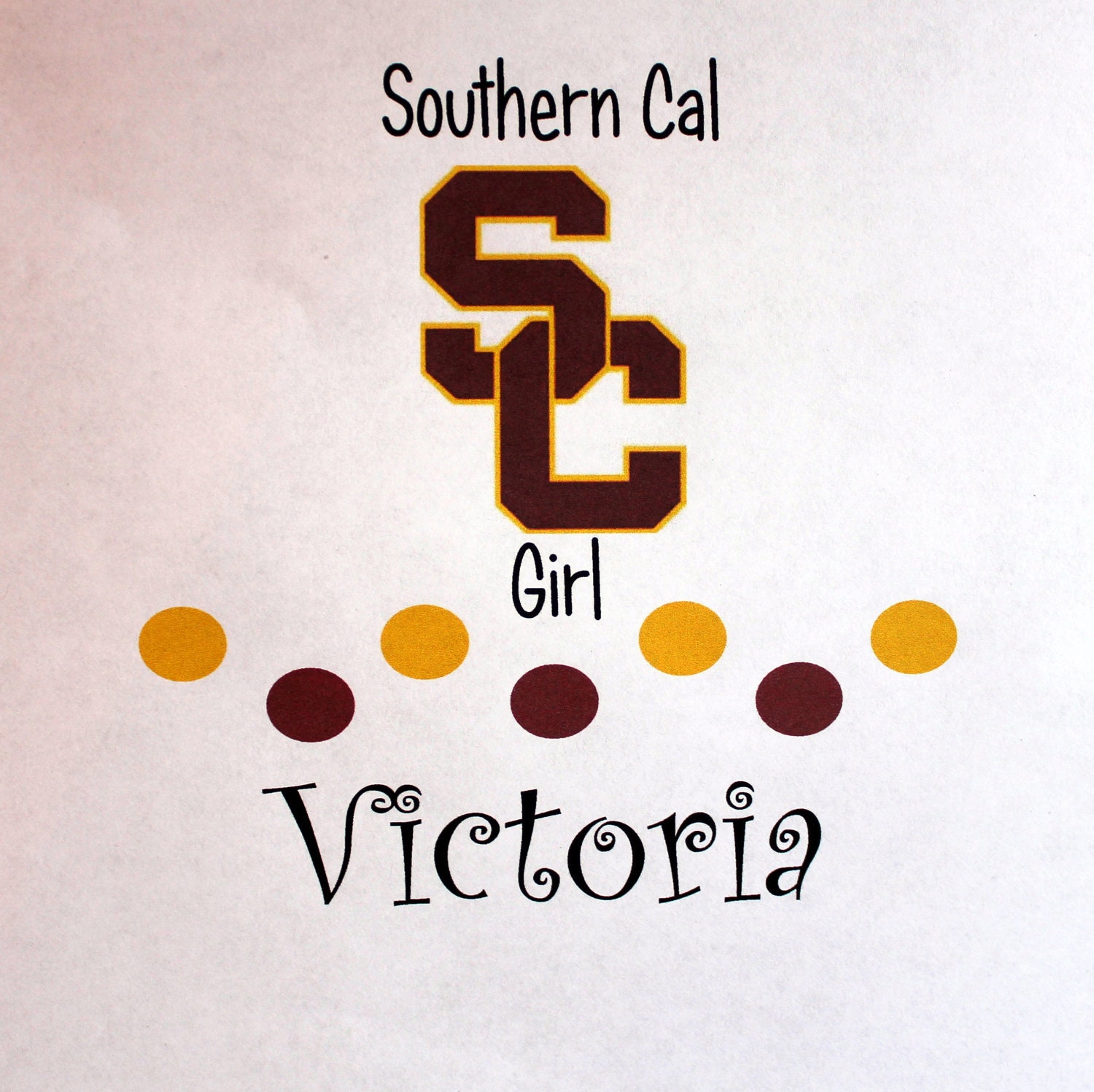 USC Trojan Personalized girl onesie or toddler shirt
