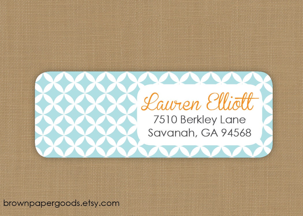 Custom return address labels, self-adhesive, rectangle, quatrefoil