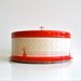 Vintage Cake Safe - Red and White Metal Covered Cake Plate