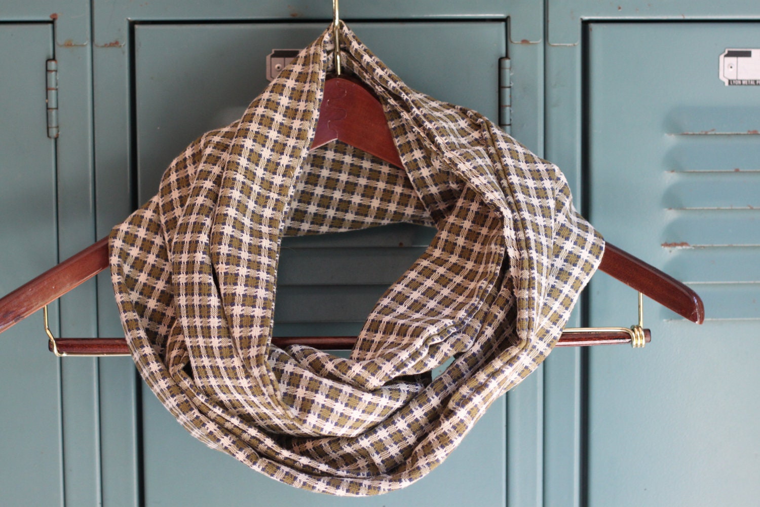 SALE: Green & Blue Plaid Infinity Scarf