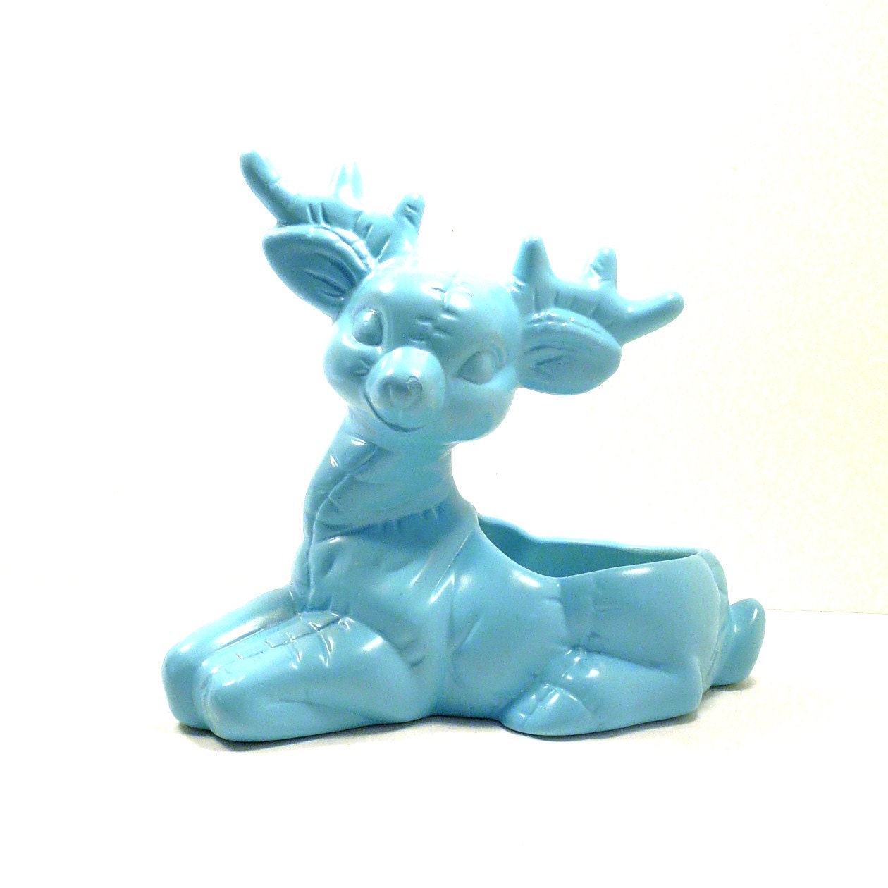 reindeer planter, ceramic planters, animal decor, turquoise, upcycled home decor, vintage planters, vase, kitsch, woodland