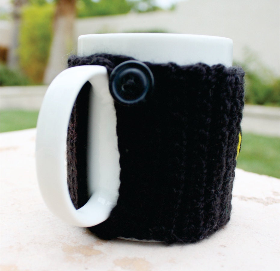 Batman Inspired Coffee Mug Tea Cup Cozy: Dark Knight Superhero Cartoon Animation Crochet Knit Sleeve