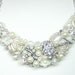 Soft White and Silver Bridal Statement Necklace -Rhinestones & Pearls Bridal bib- Vintage Inspired bridal accessory-Collage wedding jewelry