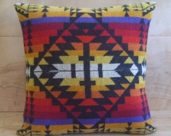 Wool Throw Pillow, 15x15 ... Native, Geometric, Tribal