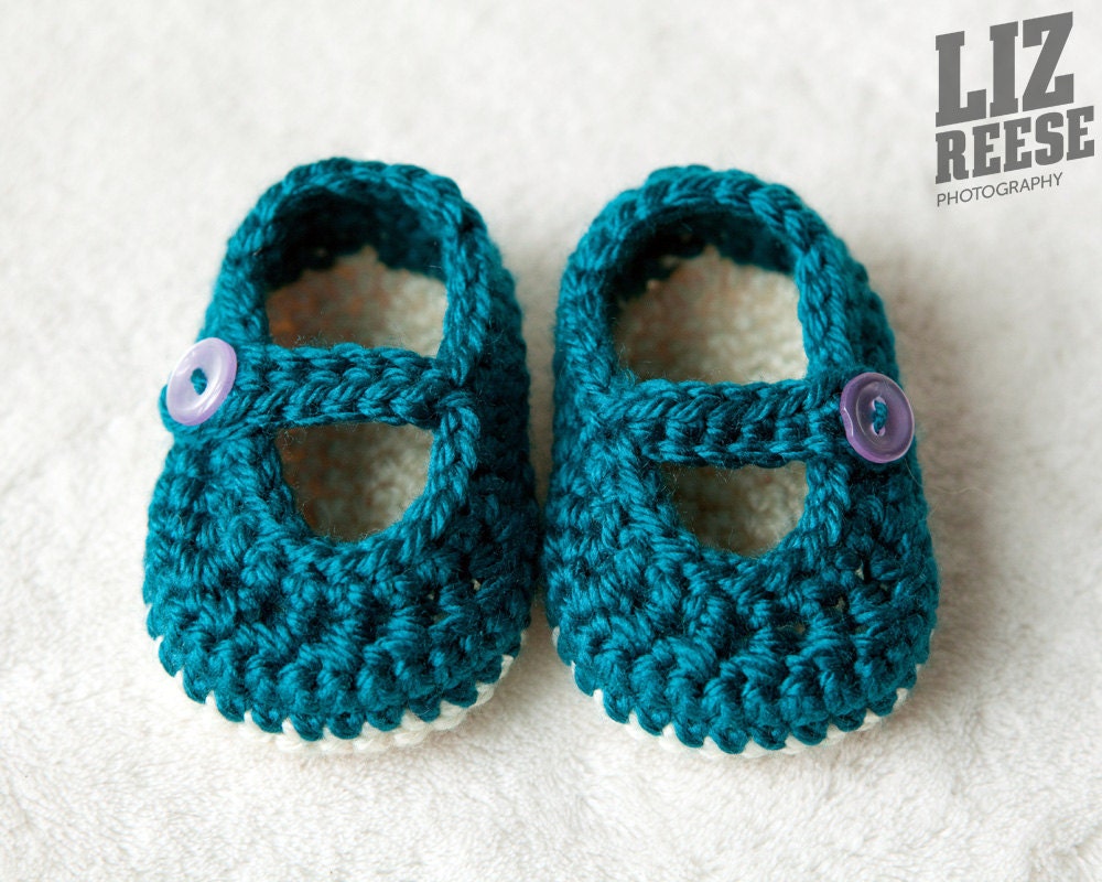 Mary Jane Crochet Baby Booties w/o Trim