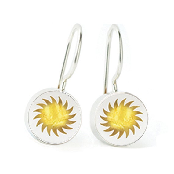 Sterling silver and gold fireball earrings