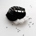 Crochet Beaded Brooch - Cotton Corsage Brooch Black White Flower