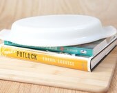 Vintage Fire King Oval Milk Glass Replacement Lid, fits 1 1/2 Quart Oval Casserole Dishes.