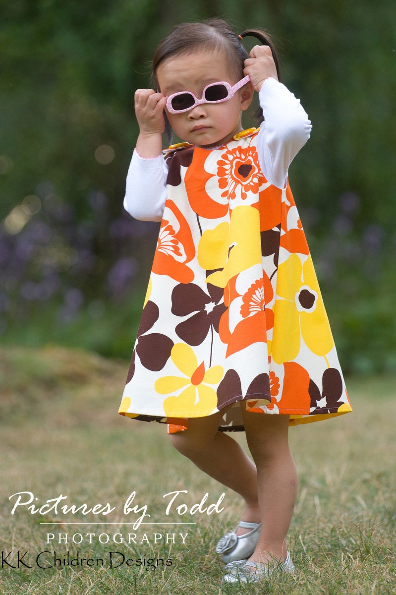 Sofia - Winter - Fall Aline Dress - Children Autumn Clothing - Designer Fabric - Floral - Birthday Gift - KK Children Designs - 3M to 4T