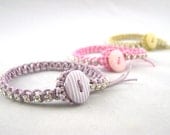 Pastel woven macrame bracelet with Swarovski rhinestones